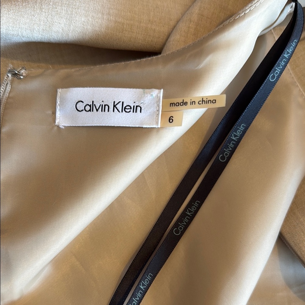 Calvin Klein Tan Sheath Dress Square Neck Sleeveless Size 6 - Picture 7 of 11